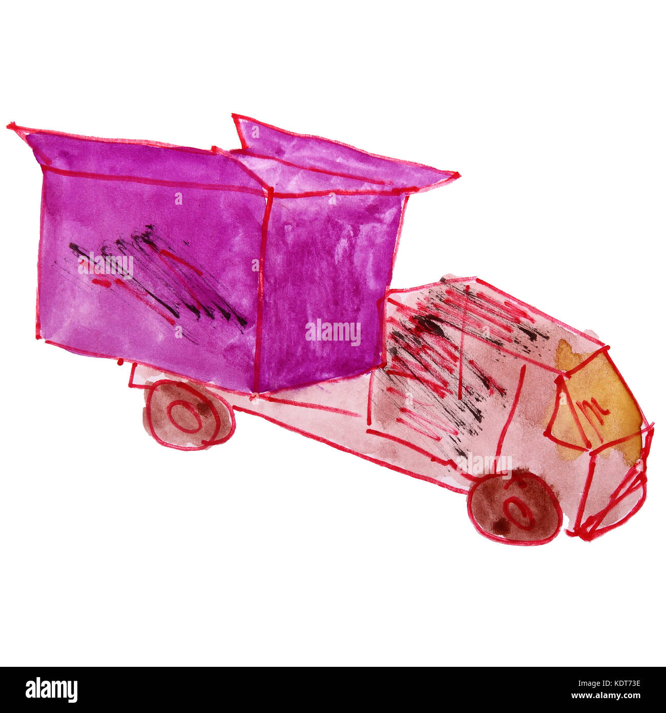 watercolor car box delivery drawing cartoon style isolated on a  Stock Photo