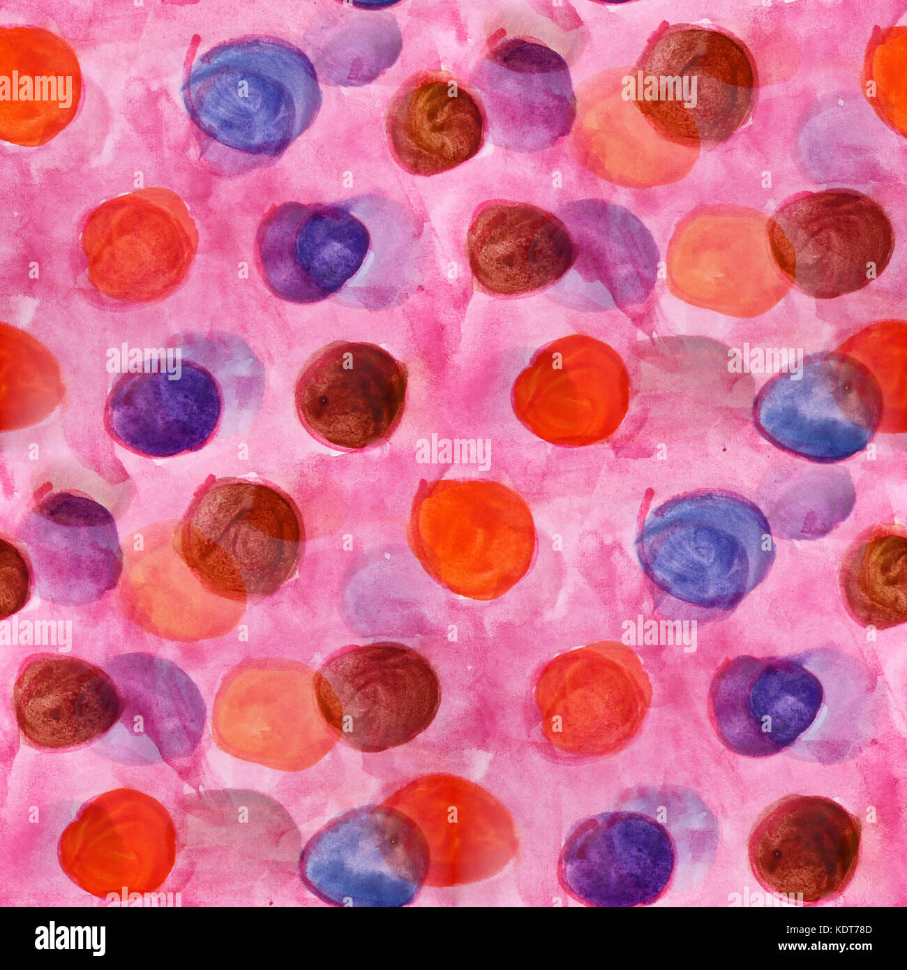 Seamless Dark Blue Brown Orange Circles Watercolor Artist