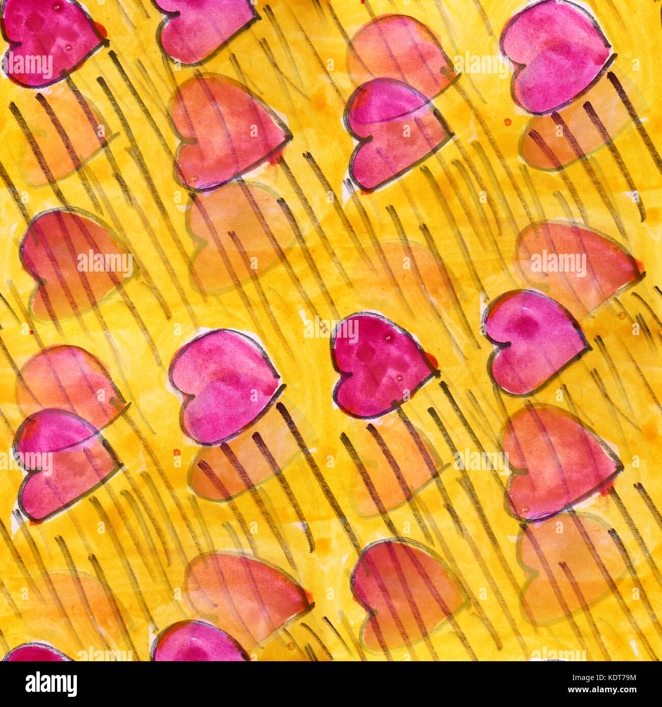 seamless Pink hearts watercolor artist wallpaper modern texture Stock ...