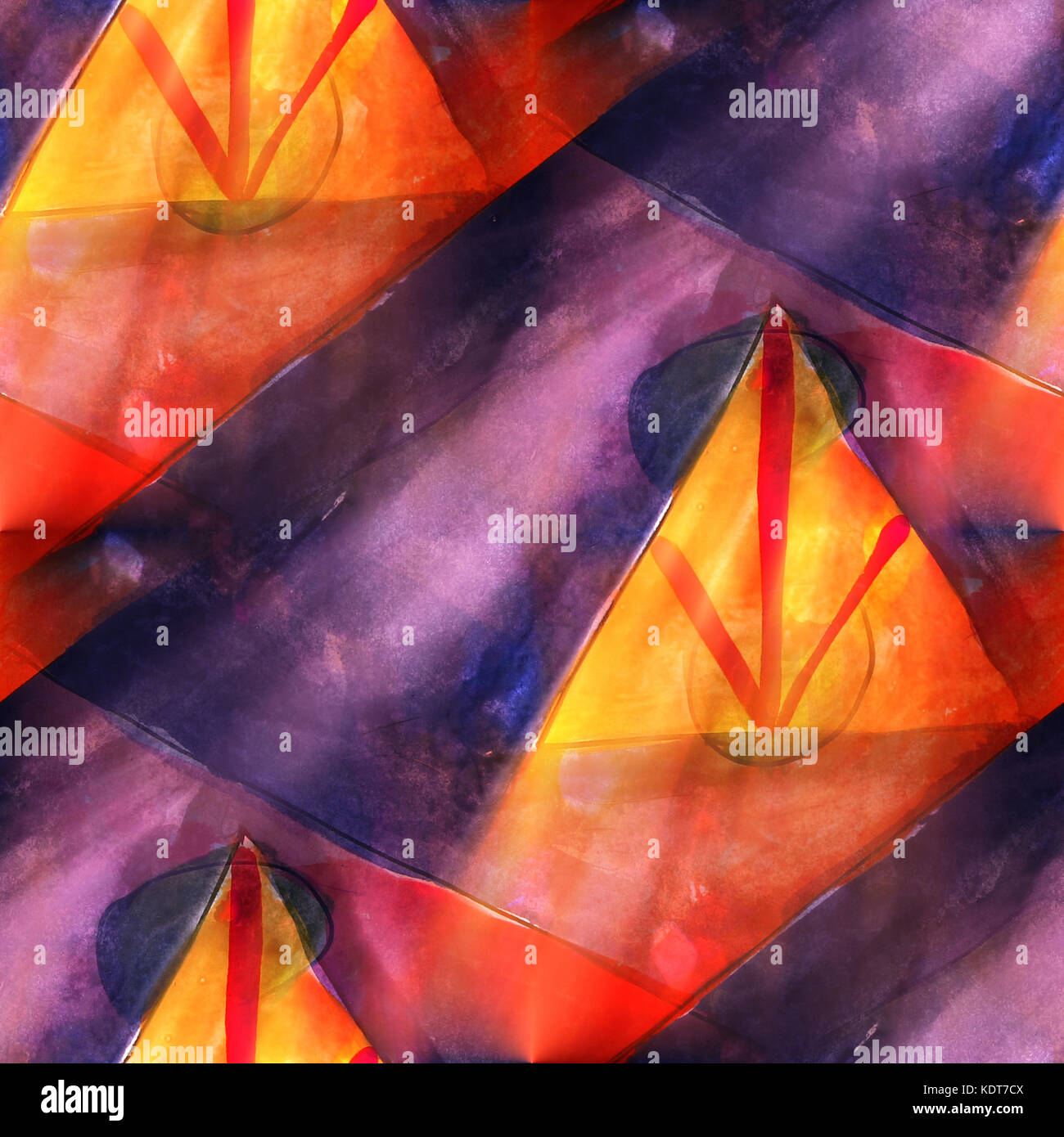 art triangle, red, blue light background texture watercolor seam Stock