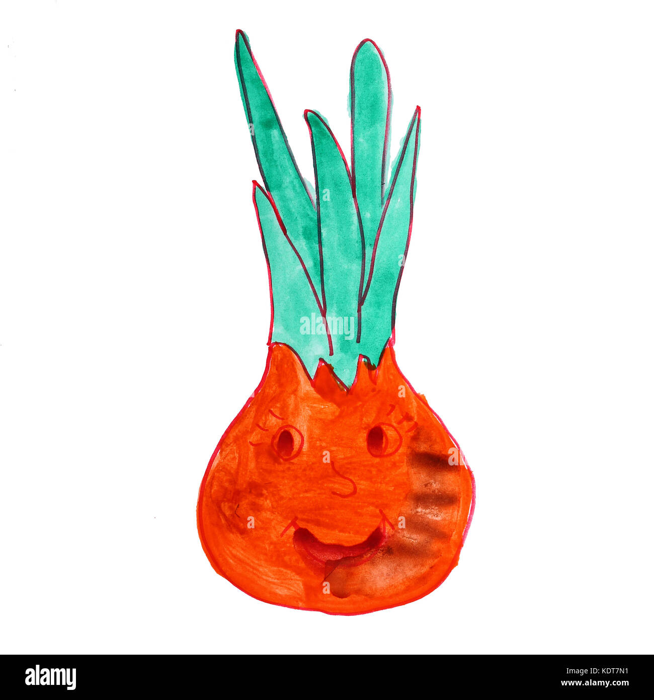 onion watercolor drawing cartoon isolated on a white background Stock