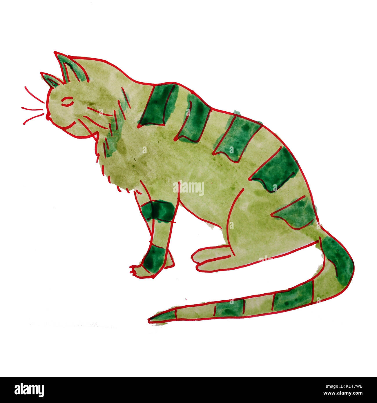 watercolor drawing kitten isolated on white background Stock Photo - Alamy