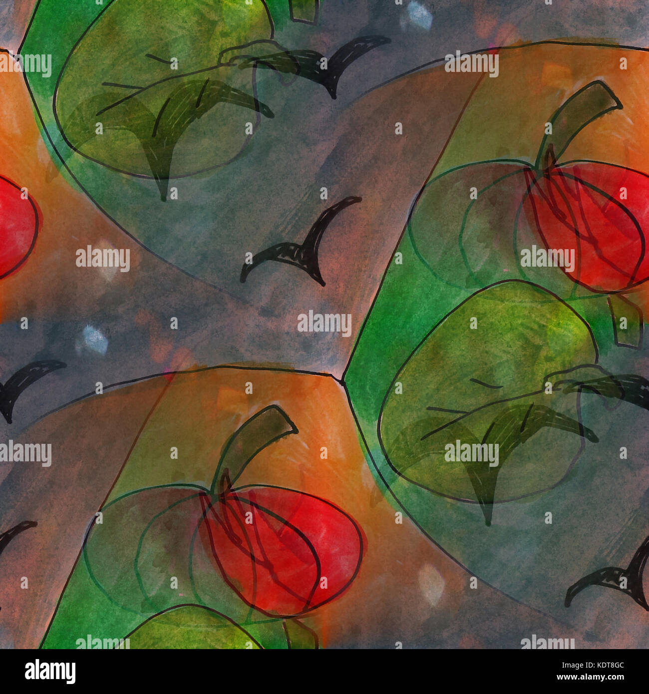 modern house seamless birds and leaves watercolor artist wallpap Stock ...