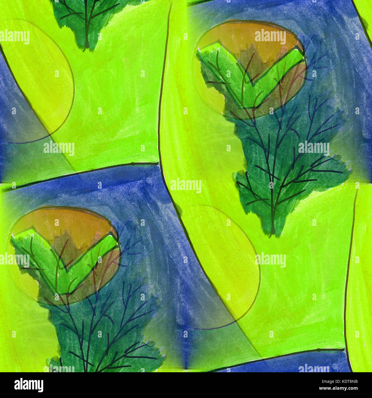 modern greens seamless watercolor artist wallpaper texture of ha Stock