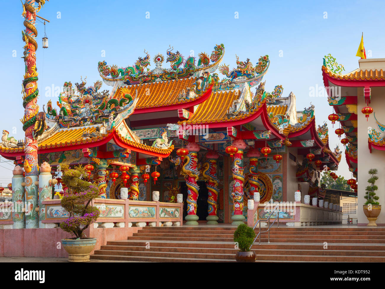 Old Chinese temple at sunny morning   in Mae Sot, Tak Province,  western Thailand. Stock Photo