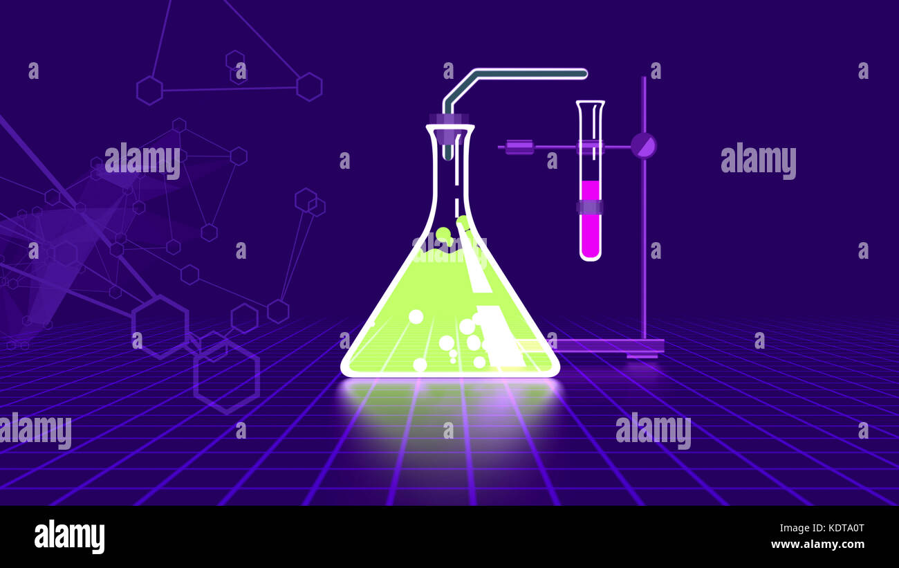 Impressive 3d rendering of an abstract chemical laboratory with ...