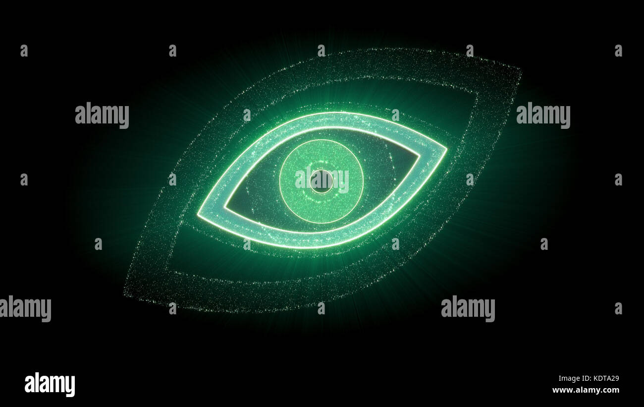 Superior 3d rendering of an eye shaped CPU with chips inside of the eye ...