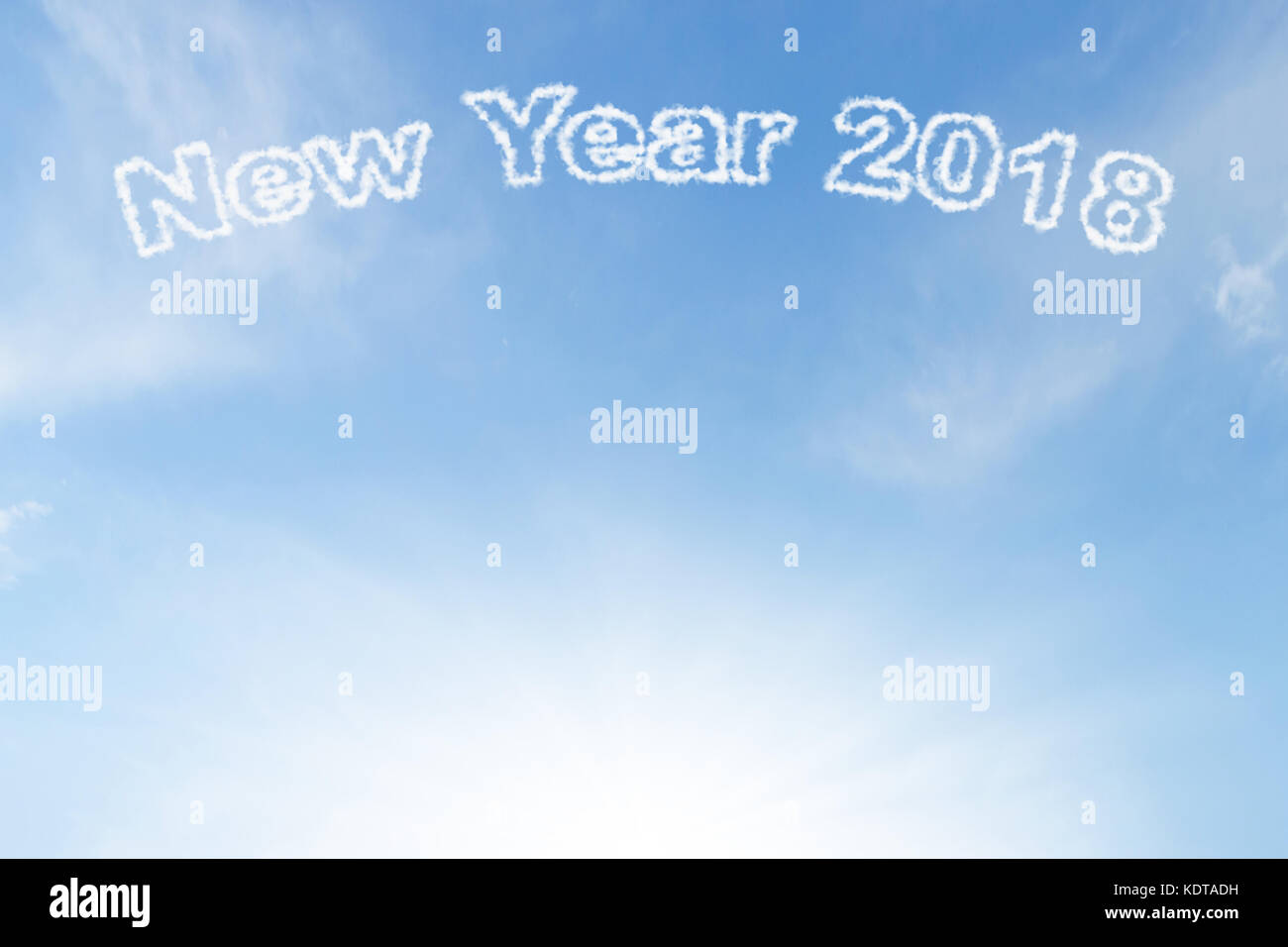 New year 2018 cloud and sunshine on blue sky Stock Photo