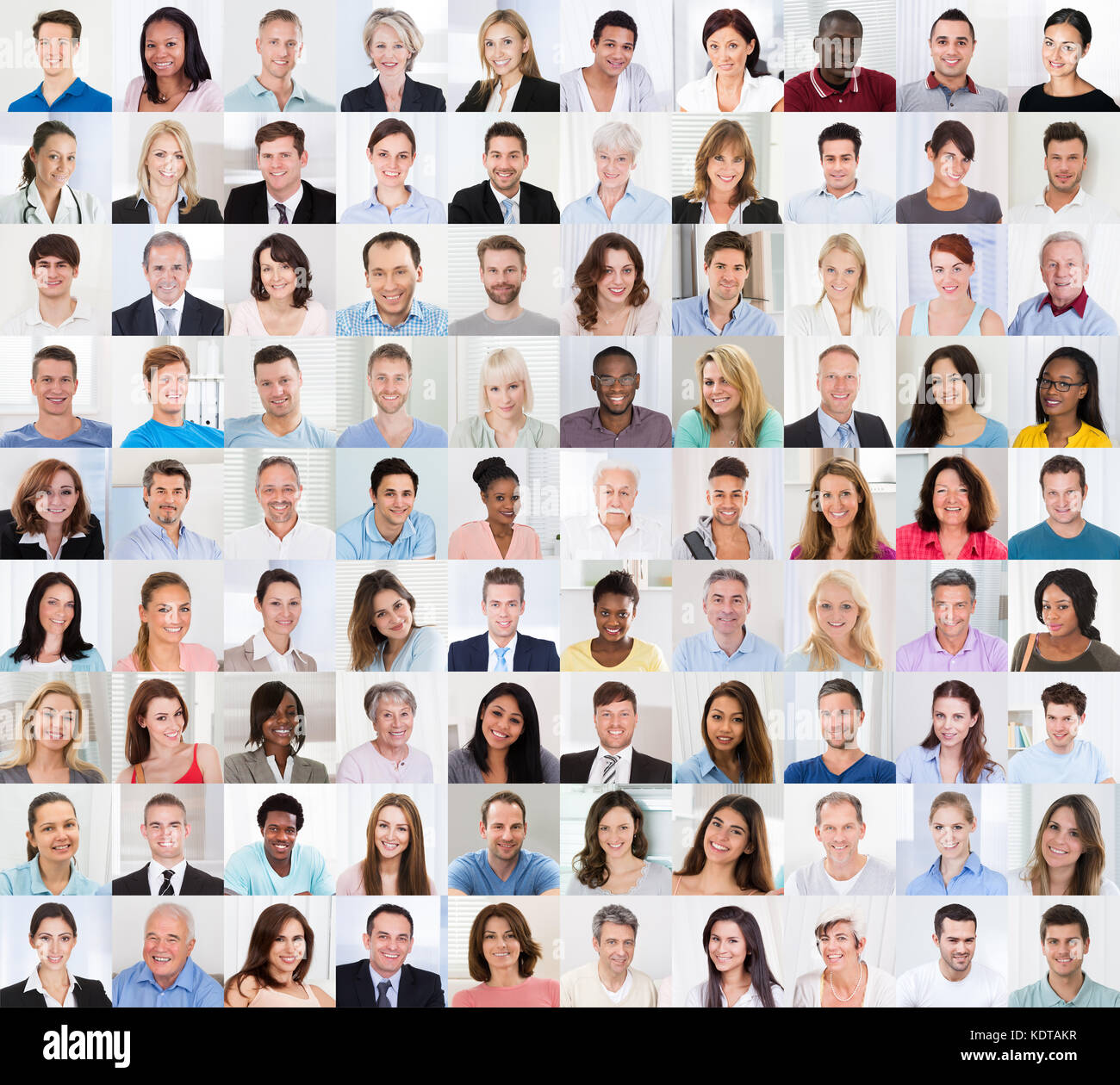 Collage Of Diverse Multi-ethnic And Mixed Age Smiling Casual People Group Stock Photo