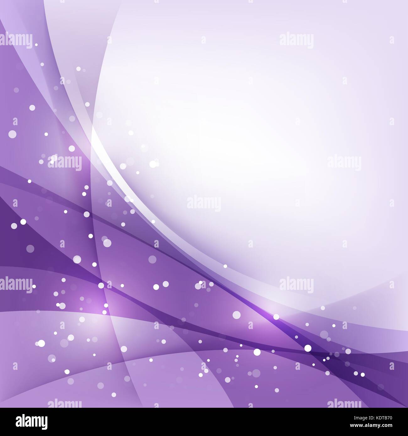 Purple festive Christmas abstract background with curved lines and snow Stock Vector