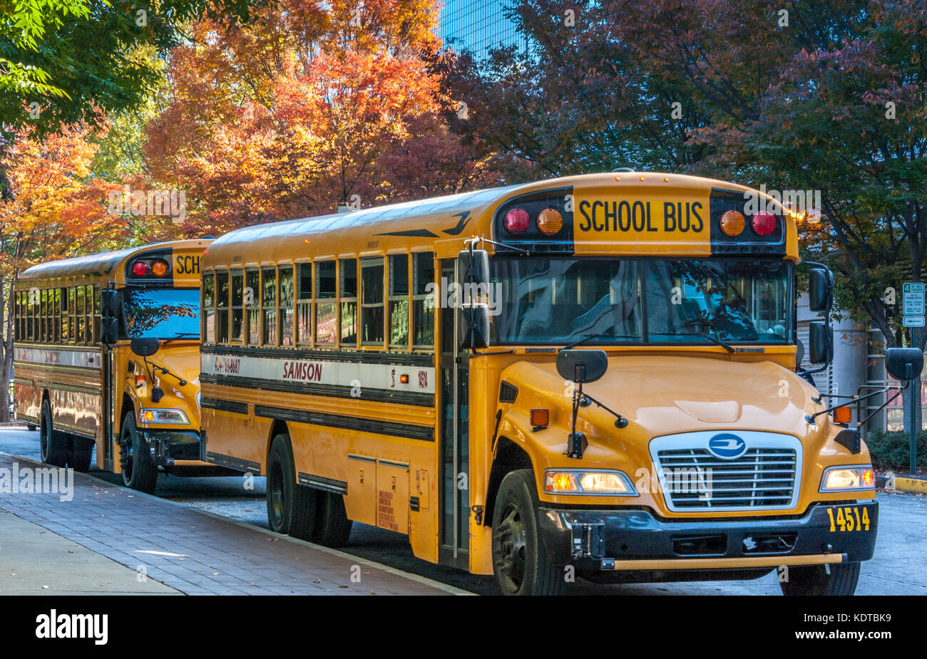 School bus transportation in downtown Atlanta, Georgia. (USA) Stock Photo