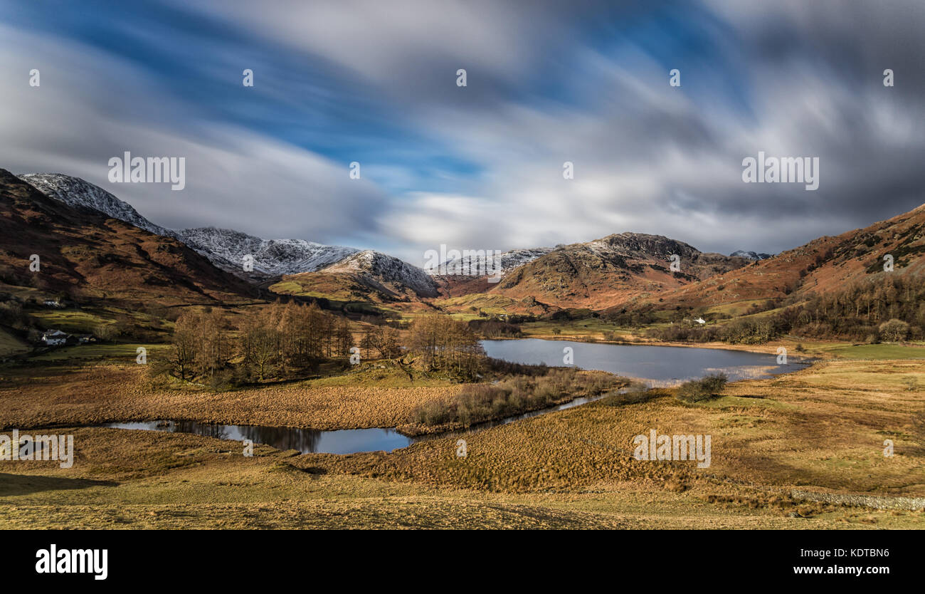Landscape Image of Blea Tarn, Little Langdale, lake District, Cumbria, England, UK Stock Photo