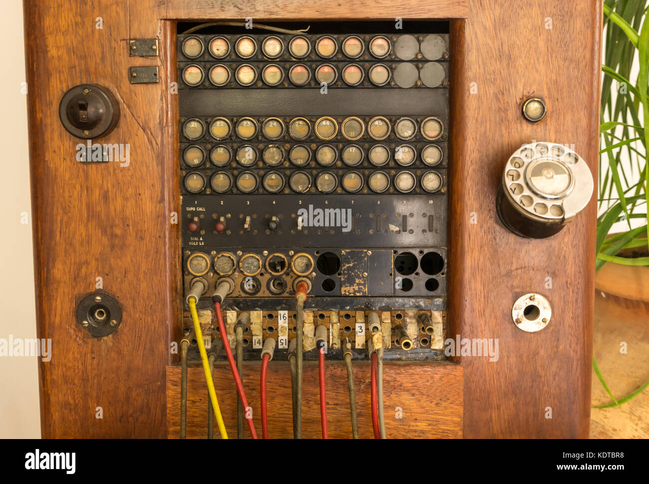 Old fashioned telephone exchange switchboard in hotel foyer, Amman, Jordan, Middle East Stock Photo