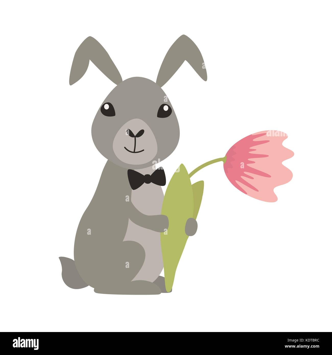 Cute rabbit with flower Stock Vector Image & Art - Alamy