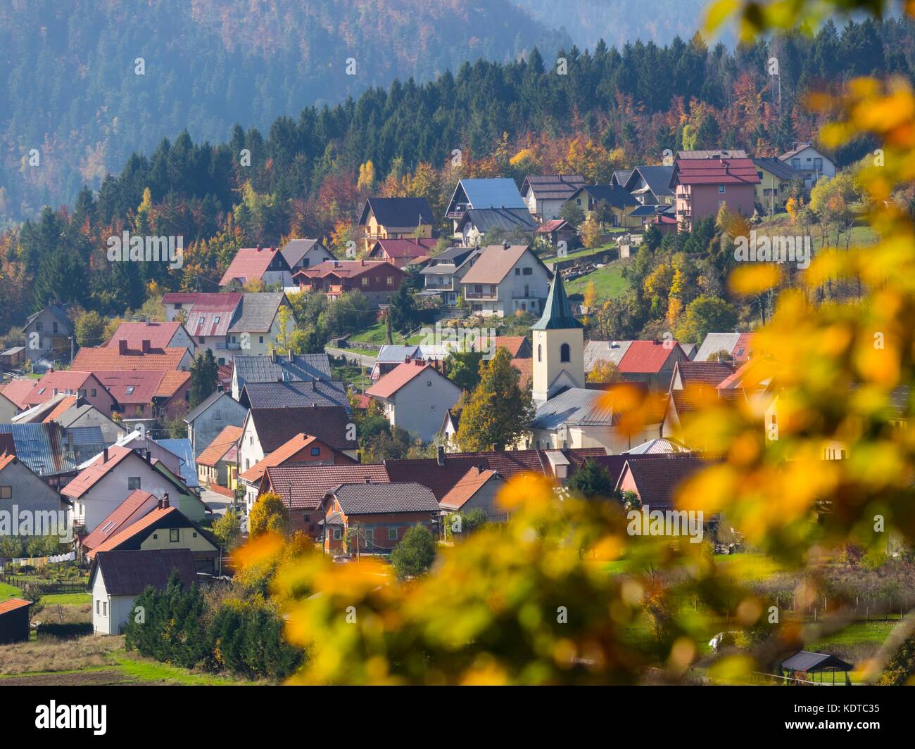 Autumn colors Lokve town in Croatia Stock Photo
