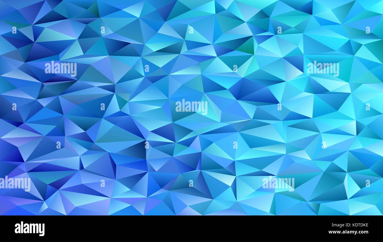 Blue abstract chaotic triangle pattern background - vector mosaic graphic Stock Vector