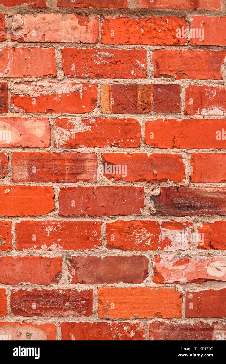 Brick wall, orange, red seamless background with copy space Stock Photo