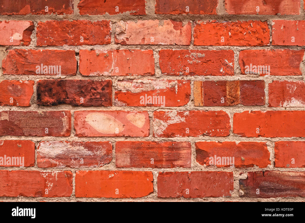 Brick wall, orange, red seamless background with copy space Stock Photo