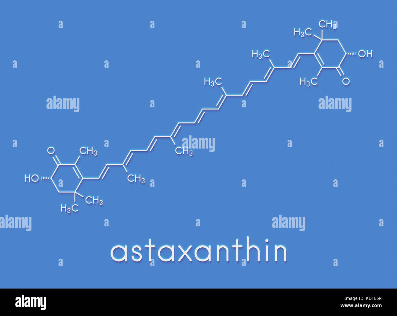 Astaxanthin pigment molecule. Carotenoid responsible for the pinkred
