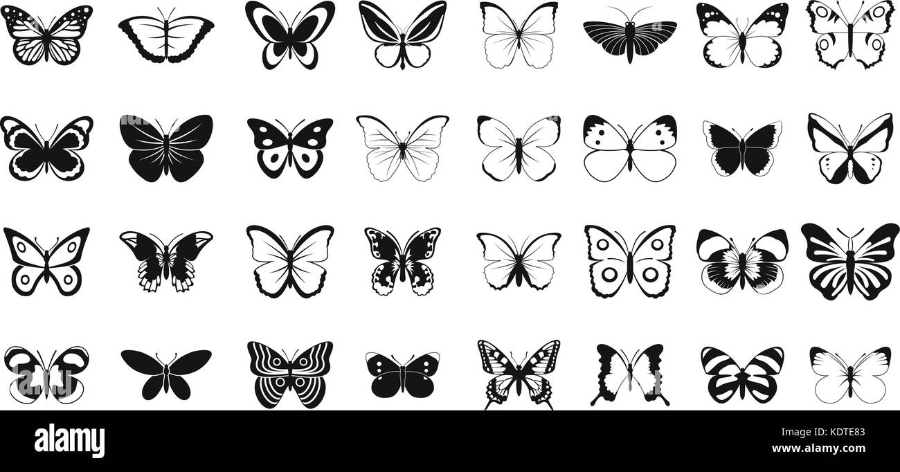Butterfly icon set, simple style Stock Vector Image & Art - Alamy