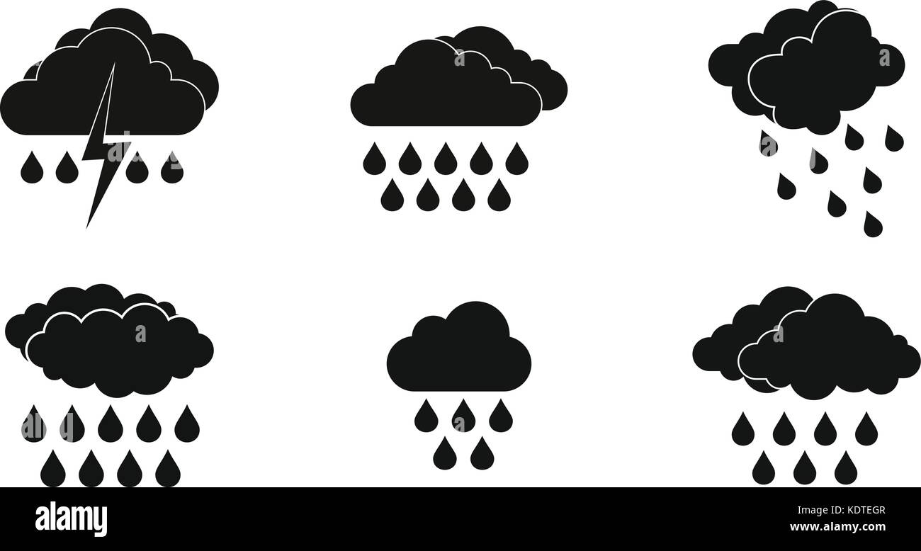 Rainy cloud icon set, simple style Stock Vector Image & Art - Alamy