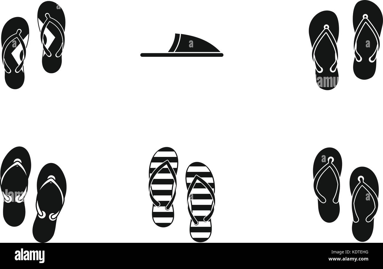 Slippers icon set, simple style Stock Vector