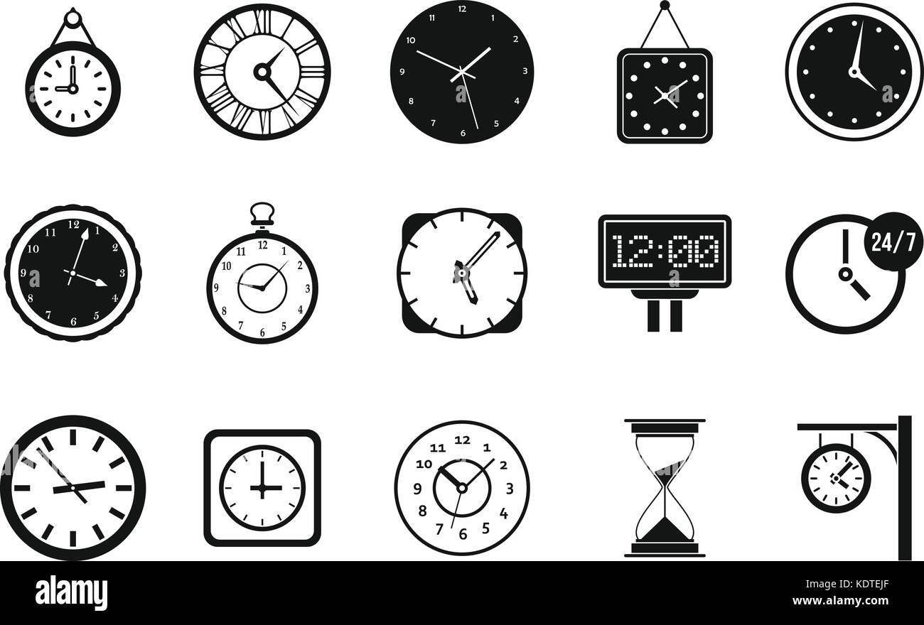 Wall clock icon set, simple style Stock Vector Image & Art - Alamy