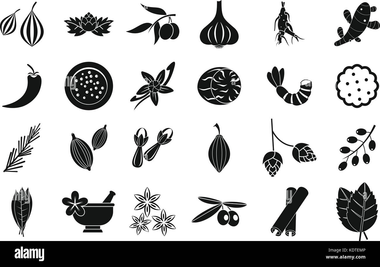 Spices icon set, simple style Stock Vector