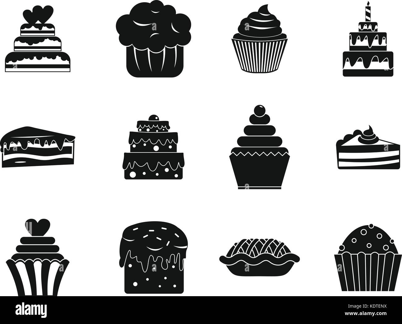 Cake icon set, simple style Stock Vector Image & Art - Alamy