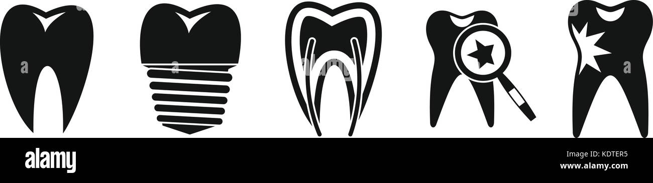 Tooth icon set, simple style Stock Vector Image & Art - Alamy