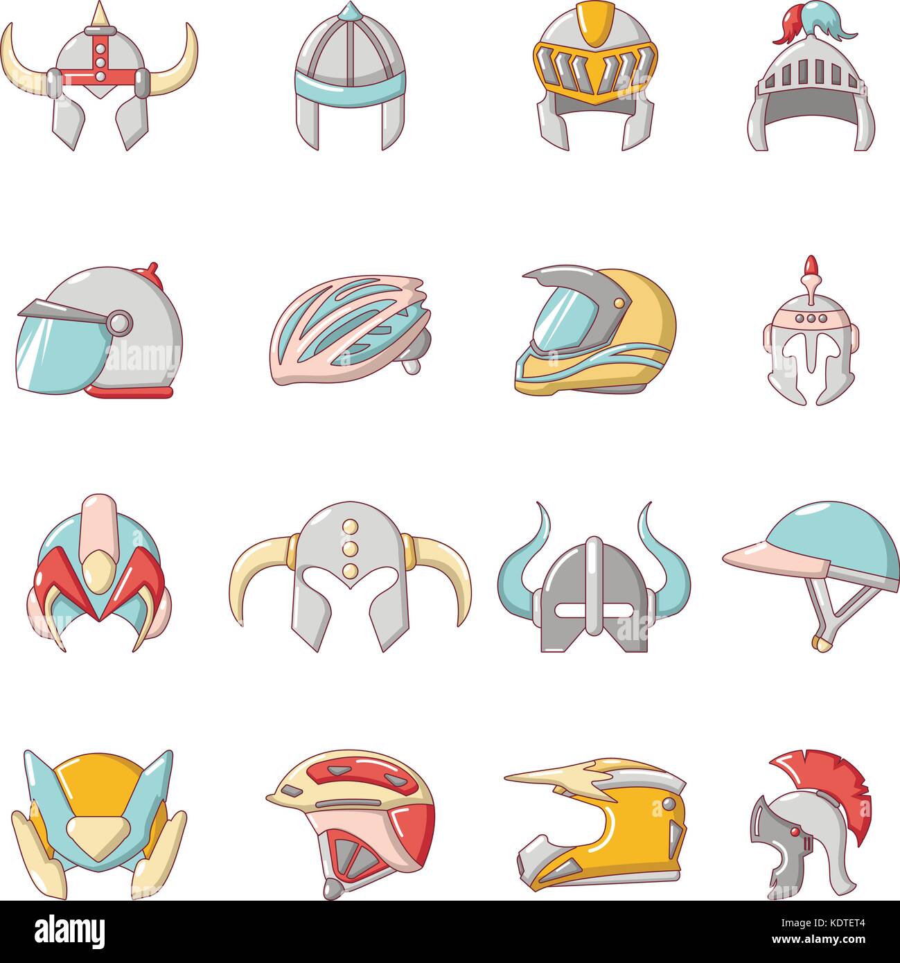 Helmet icons set, cartoon style Stock Vector Image & Art Alamy
