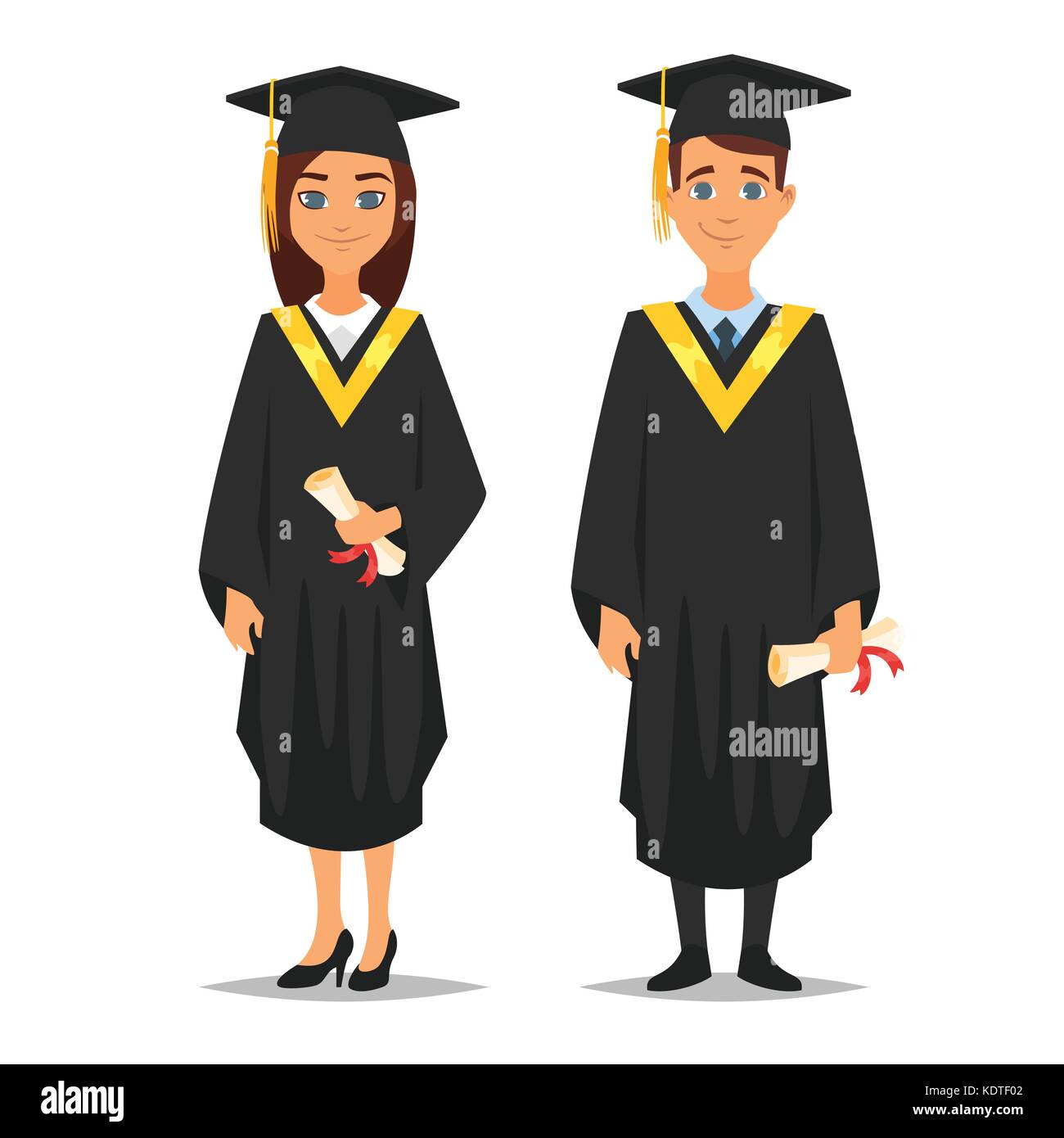 Vector cartoon style characters young proud man and woman ...