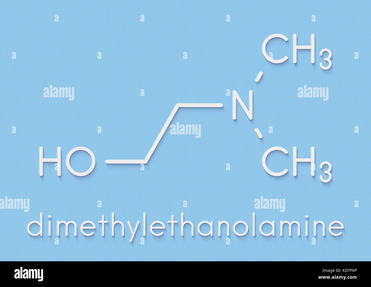 Dimethylaminoethanol (dimethylethanolamine, DMEA, DMAE) molecule. May