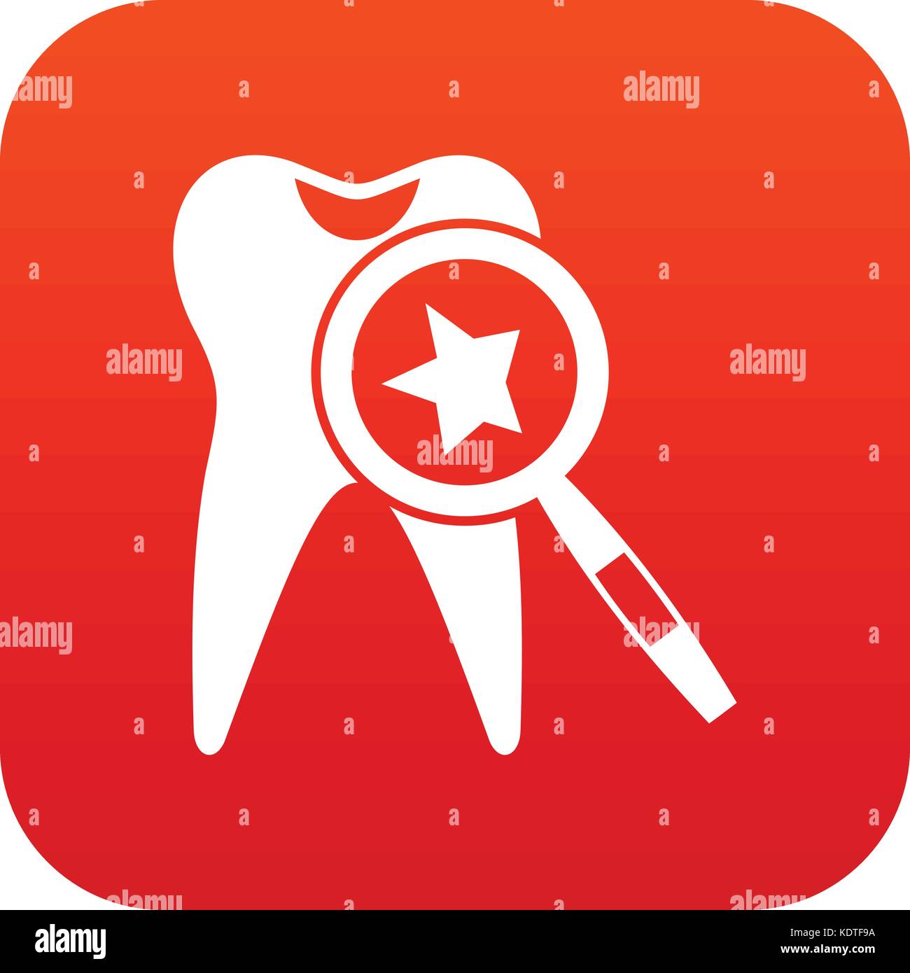 Tooth with magnifying glass icon digital red Stock Vector Image & Art ...