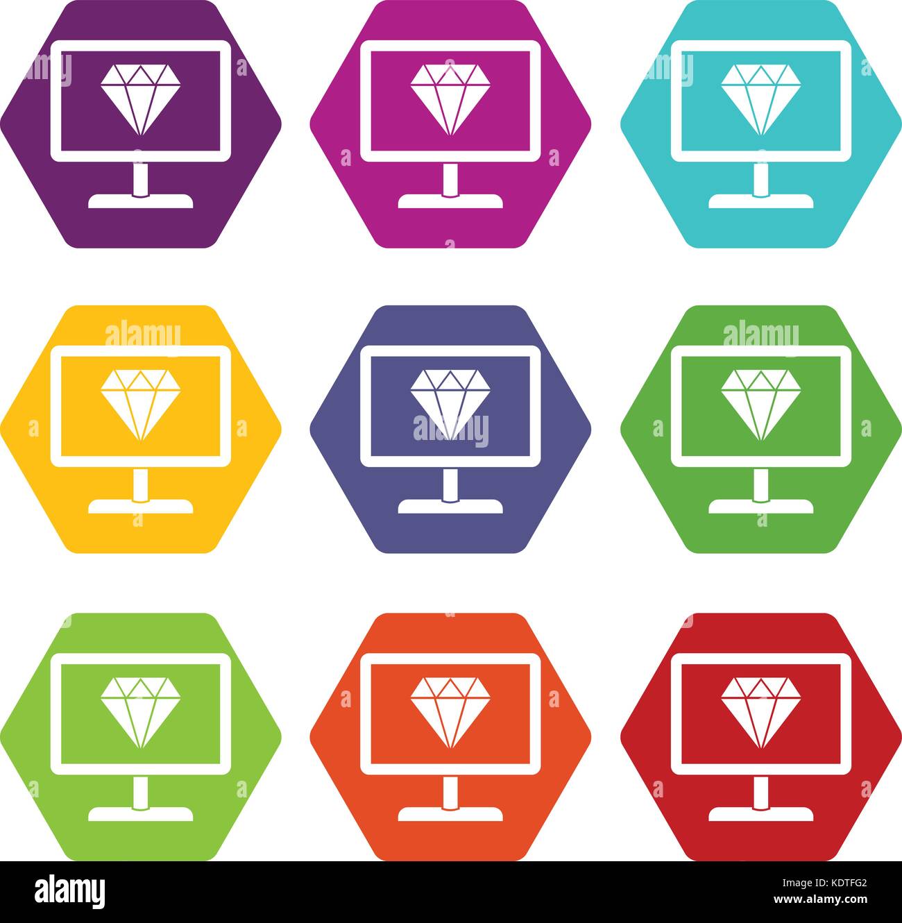 Screen with diamond icon set color hexahedron Stock Vector Image & Art ...