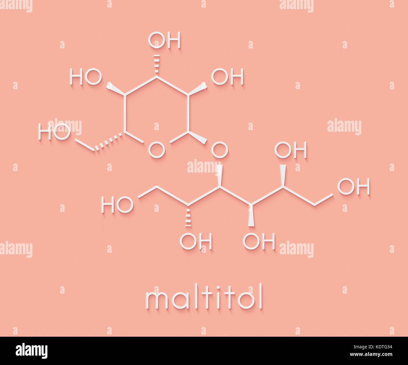 Maltitol sugar alcohol sweetener molecule. Skeletal formula Stock Photo