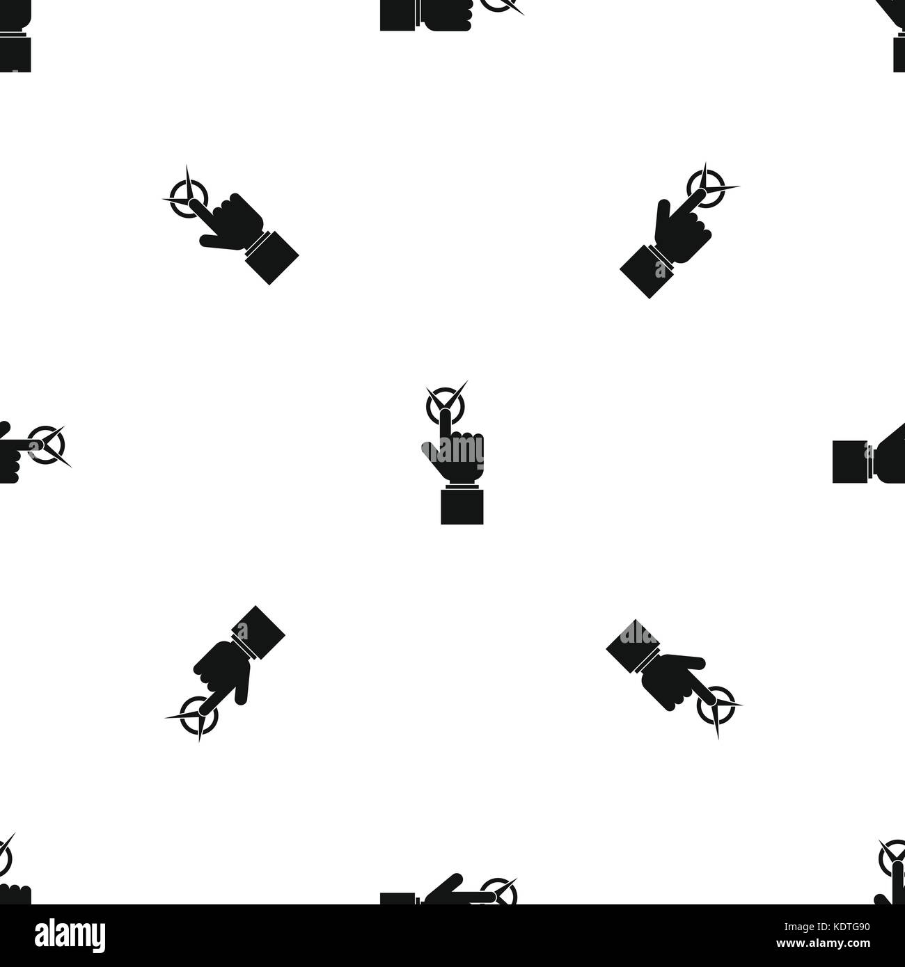 Hand finger pressing button with tick pattern seamless black Stock