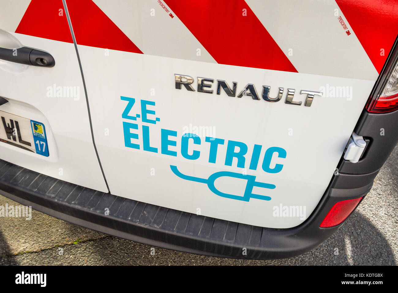 Electric powered Renault van, La Rochelle, France. Stock Photo