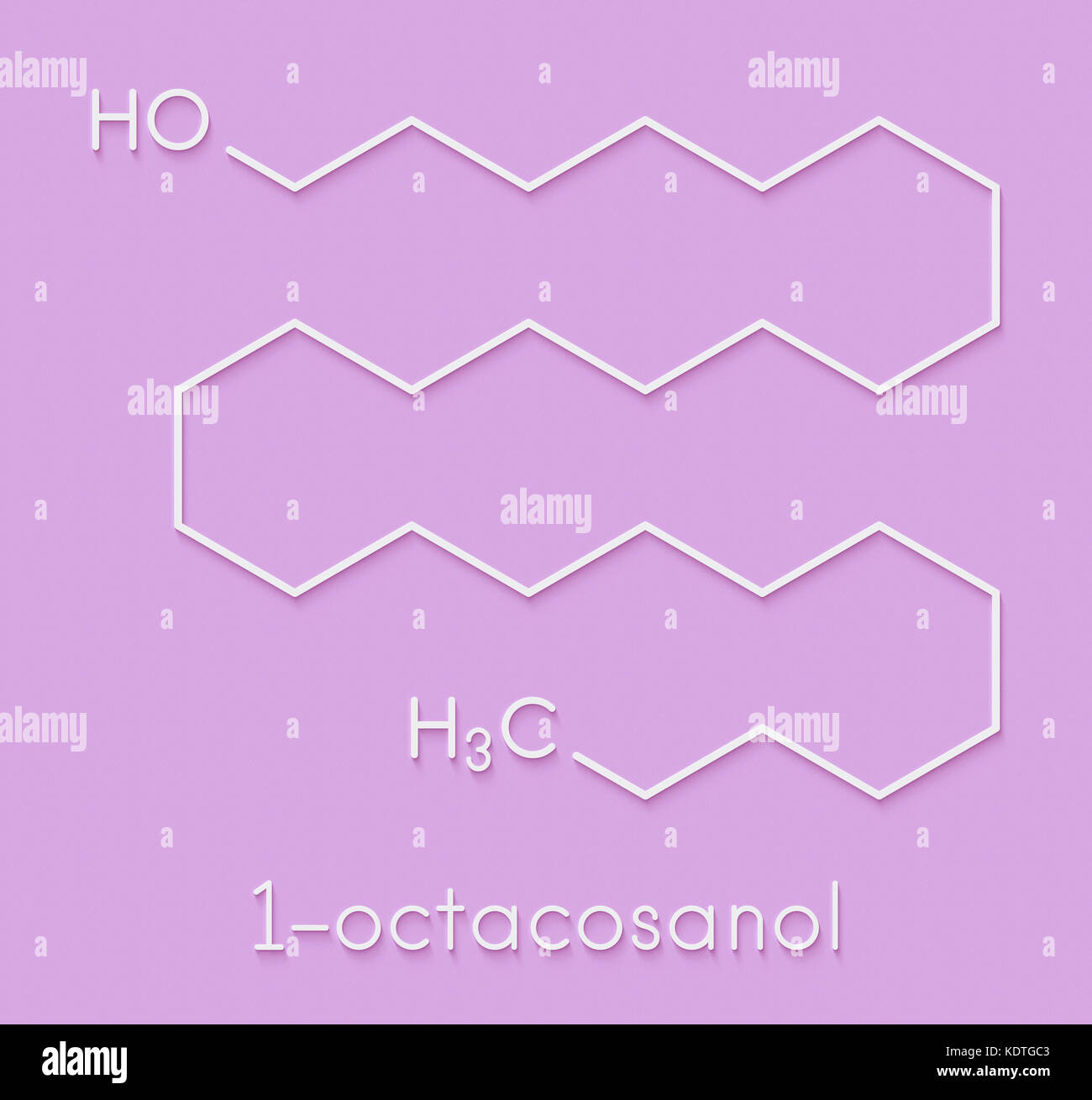 Octacosanol plant wax component molecule. long chain fatty alcohol