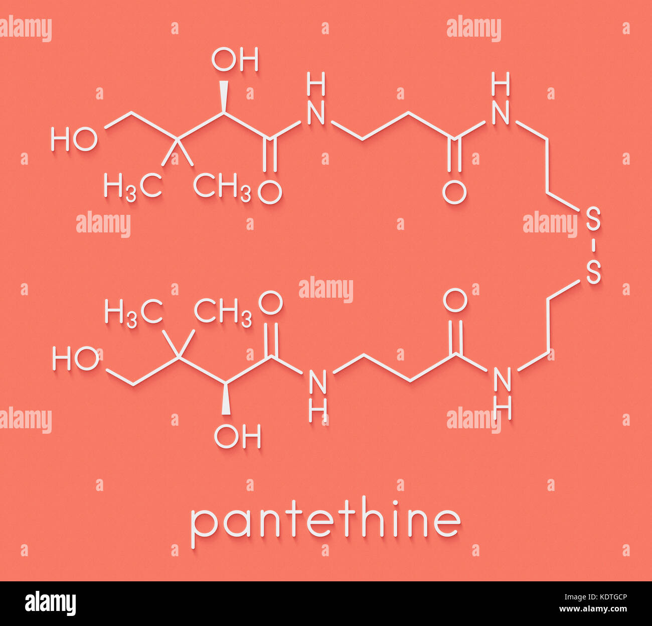 Pantethine (dimeric vitamin B5) molecule. Used in dietary supplements