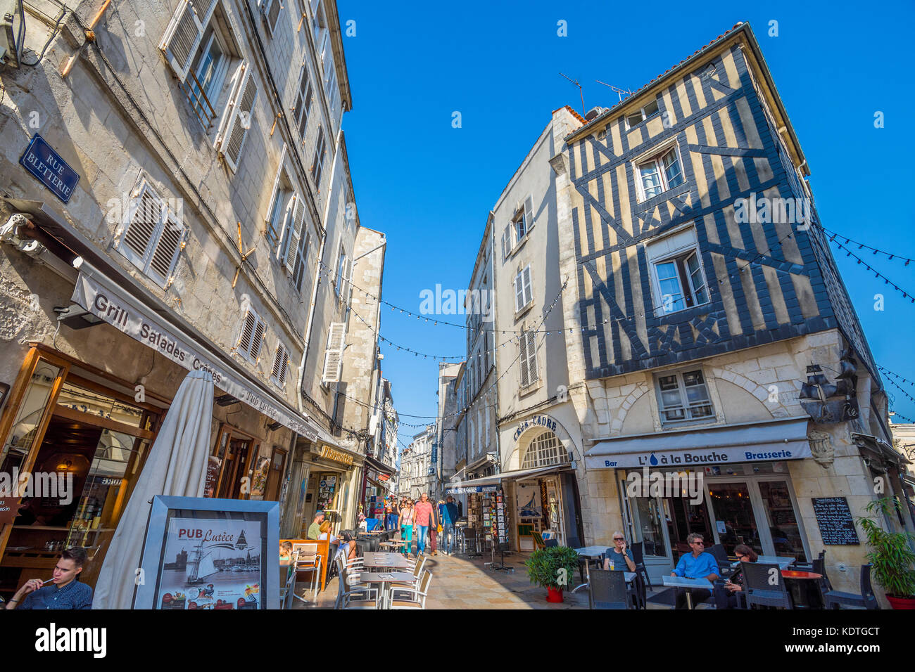 Detail of old buildings with slates protecting timbers from salty air, La Rochelle, France. Stock Photo