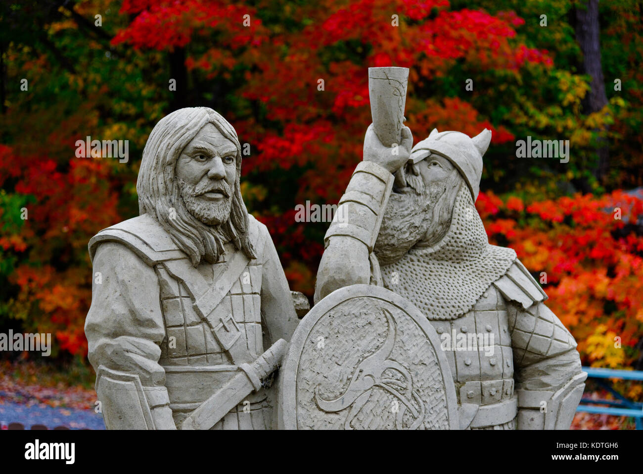 Sand Sculpture Of Two Vikings One Drinking From A Horn Stock Photo Alamy