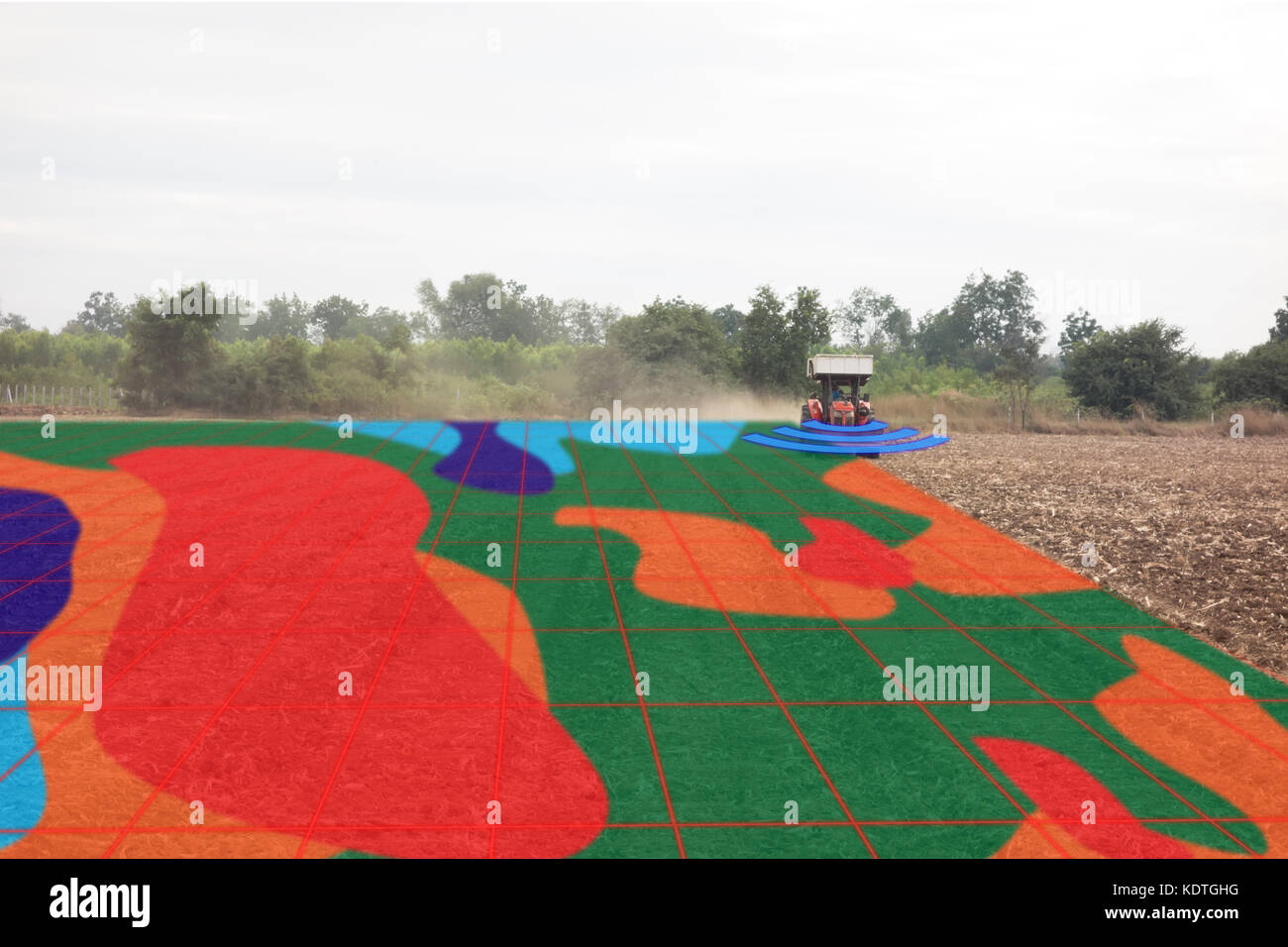 smart agriculture concept, farmer use infrared in tractor with high