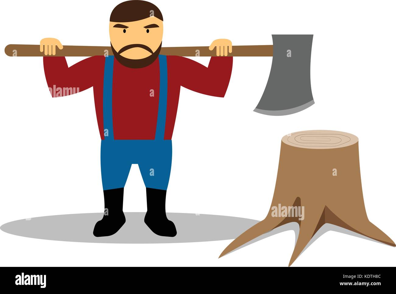 Huge lumberjack and stump in flat style, vector design Stock Vector ...