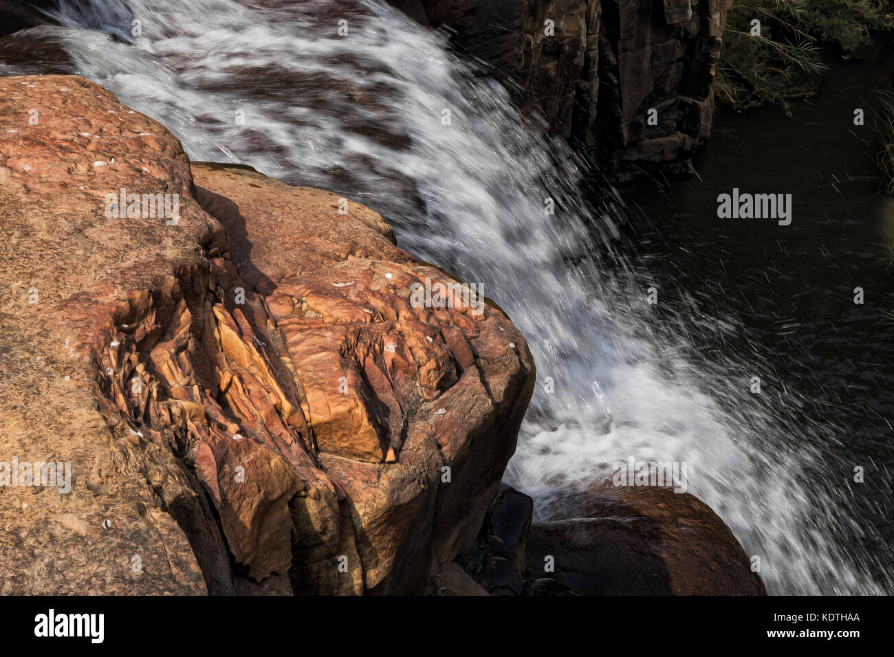 Waterfalls with rocks in the canyon of Leba. Angola. Lubango. Stock Photo