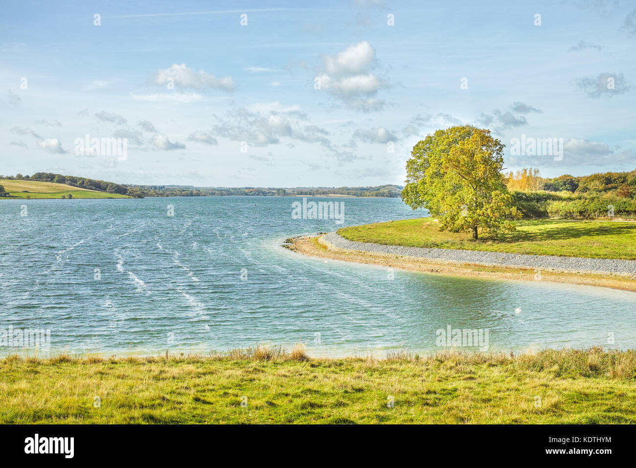 Sunny day Anglian Water reservoir at Rutland Water, England. Stock Photo