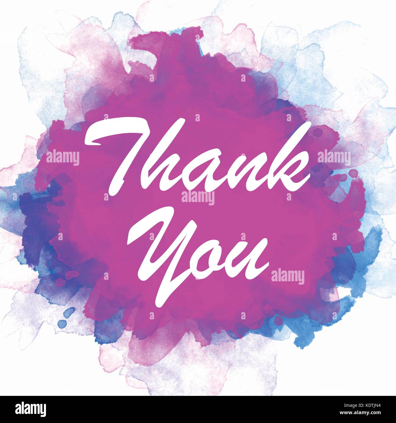 Thank you Text in Watercolor Background Stock Vector