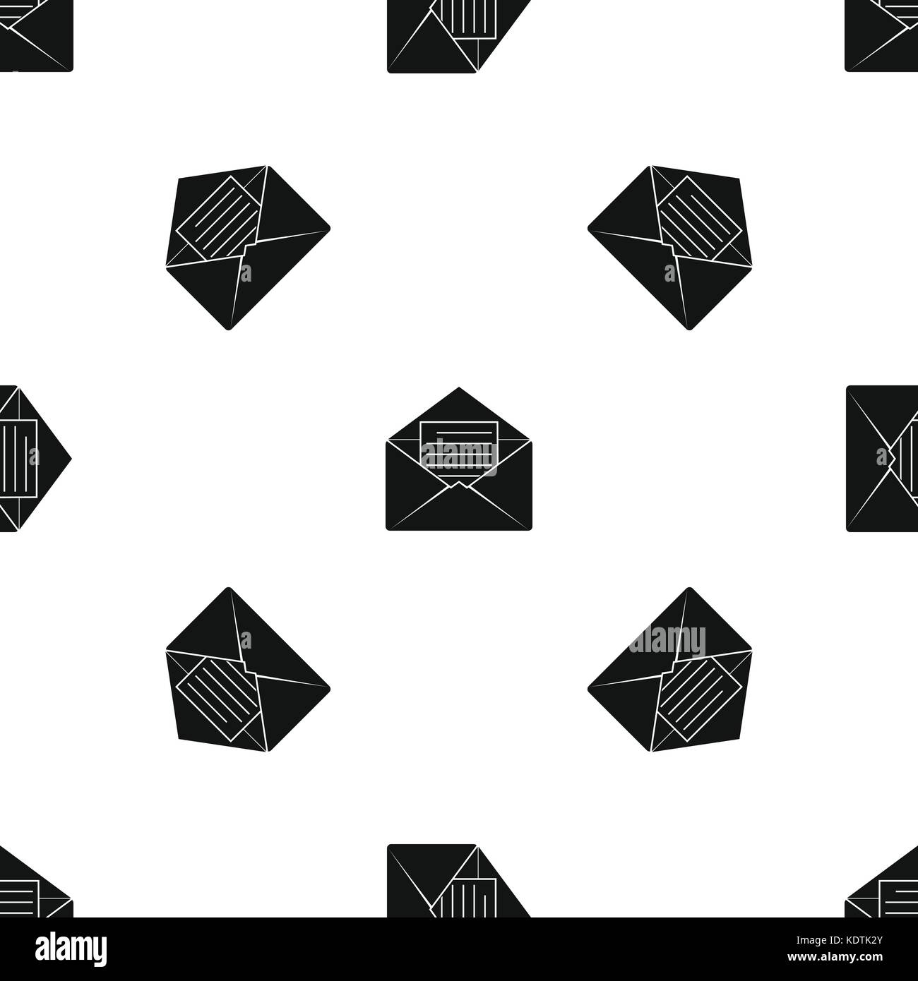 Envelope with sheet of paper pattern seamless black Stock Vector Image ...