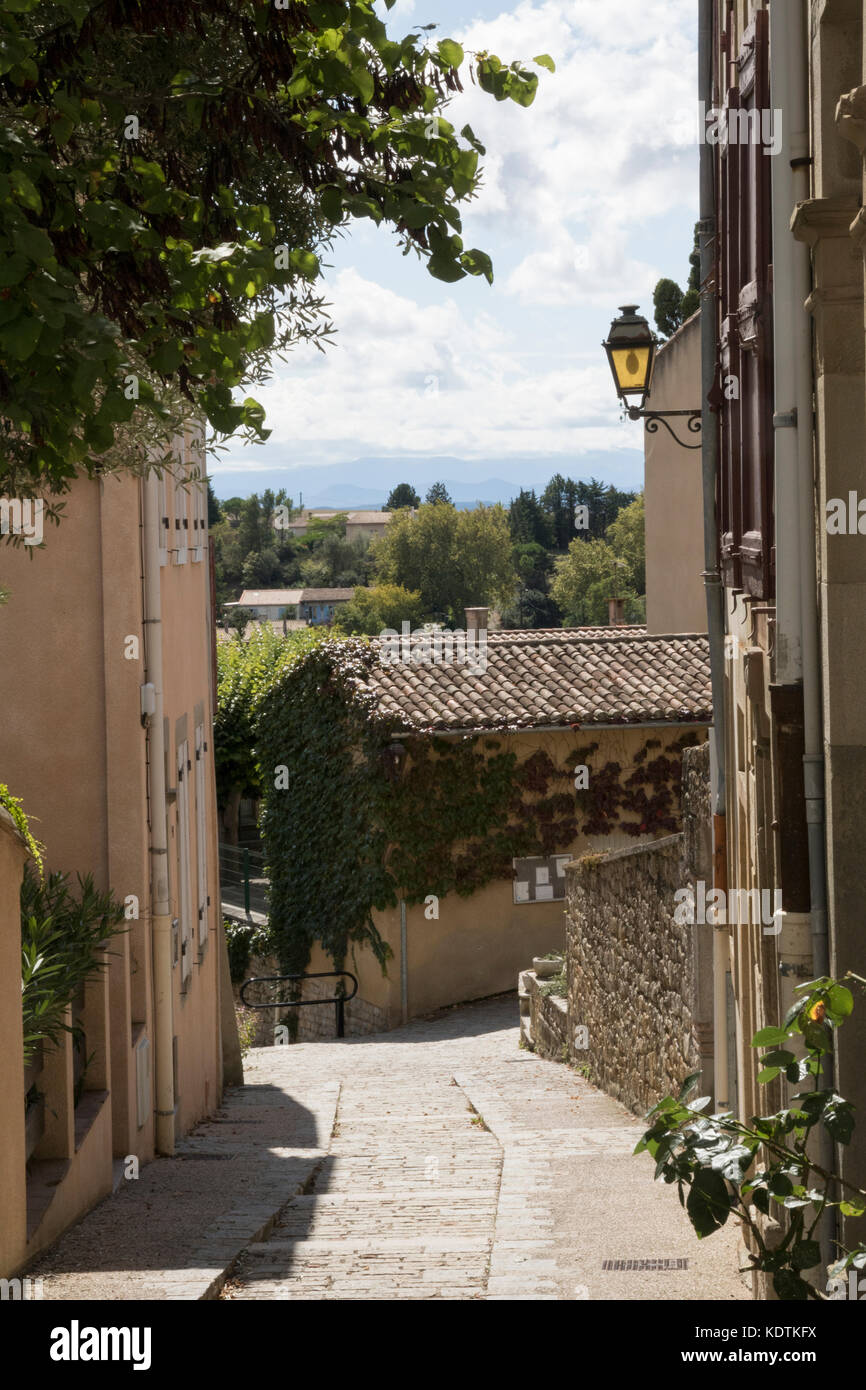 Street in Fanjeaux, Languedoc Rousillon. Stock Photo