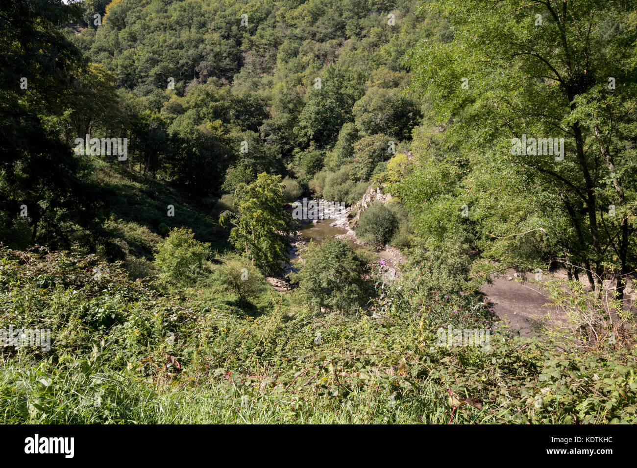 Crozant, wooded valley of the River Creuze Stock Photo